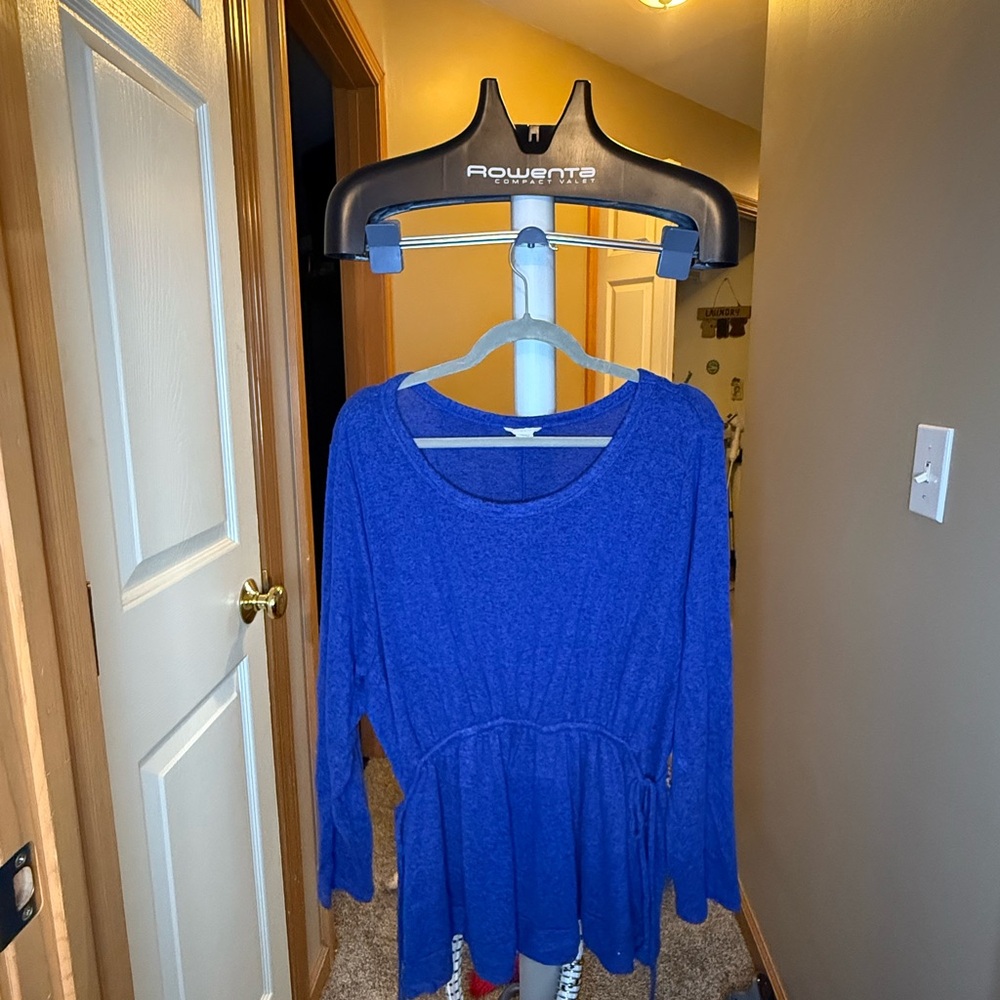 EUC Caslon Blue Knit Gathered-Waist Sweater - 2X
